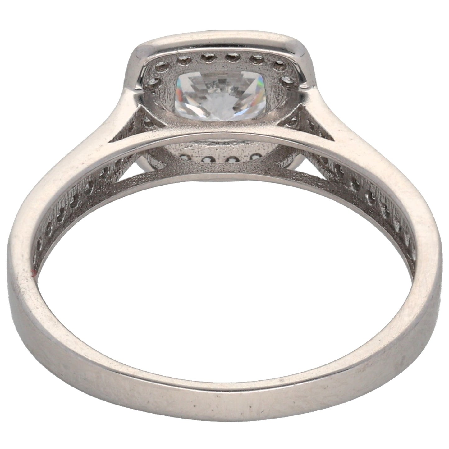 9ct White Gold Cubic Zirconia Halo Ring Size N