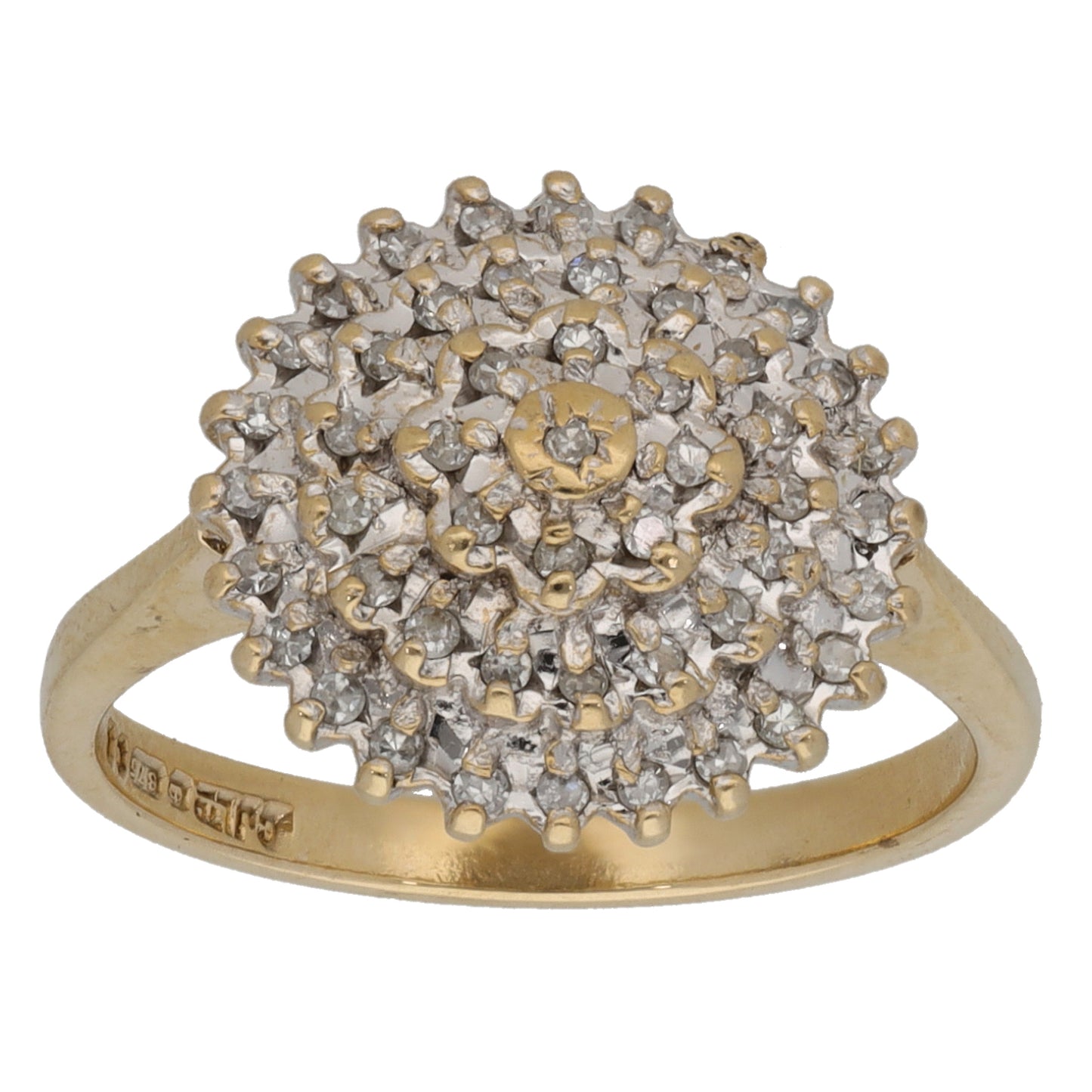 9ct Gold 0.225ct Diamond Cluster Ring Size L