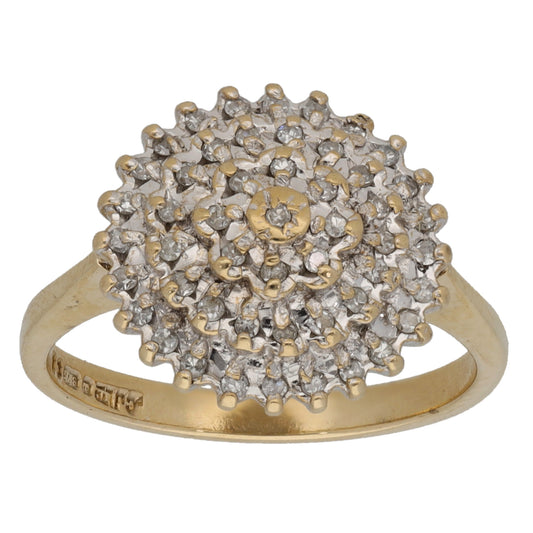 9ct Gold 0.225ct Diamond Cluster Ring Size L