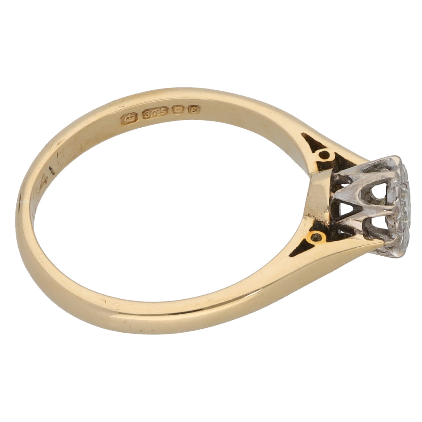 9ct Gold 0.08ct Diamond Solitaire Ring Size M