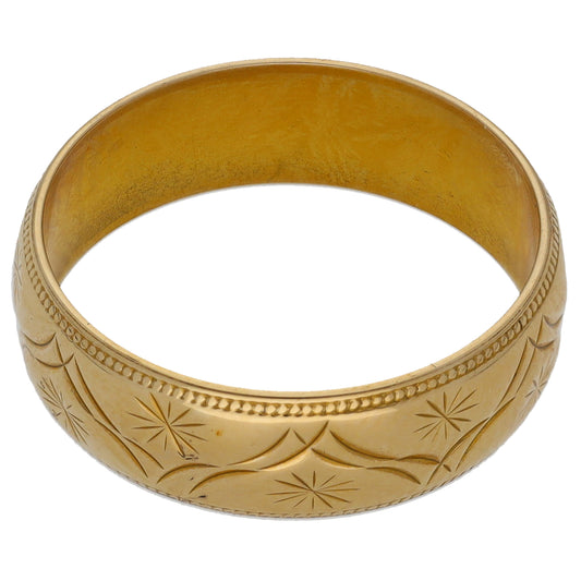 9ct Gold Patterned Wedding Ring Size O