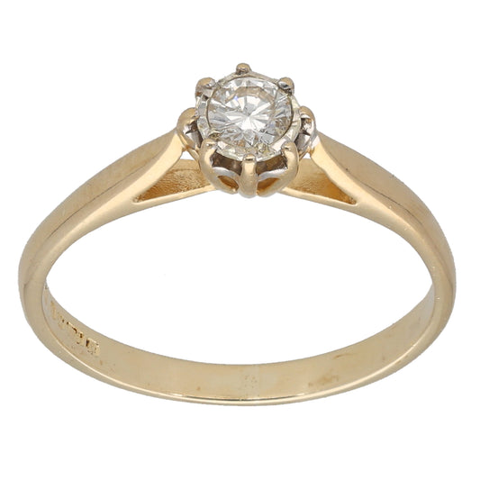 9ct Gold 0.20ct Diamond Solitaire Ring Size M