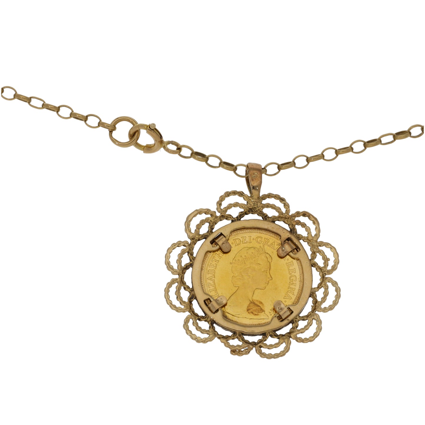 9ct Gold Half Sovereign Coin Pendant With Chain