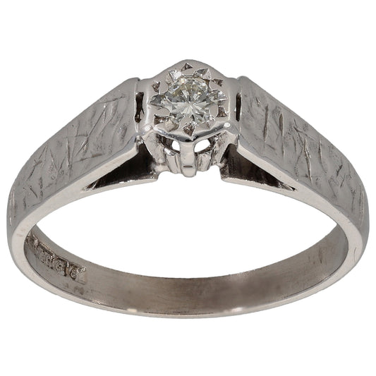 18ct White Gold 0.10ct Diamond Solitaire Ring Size M