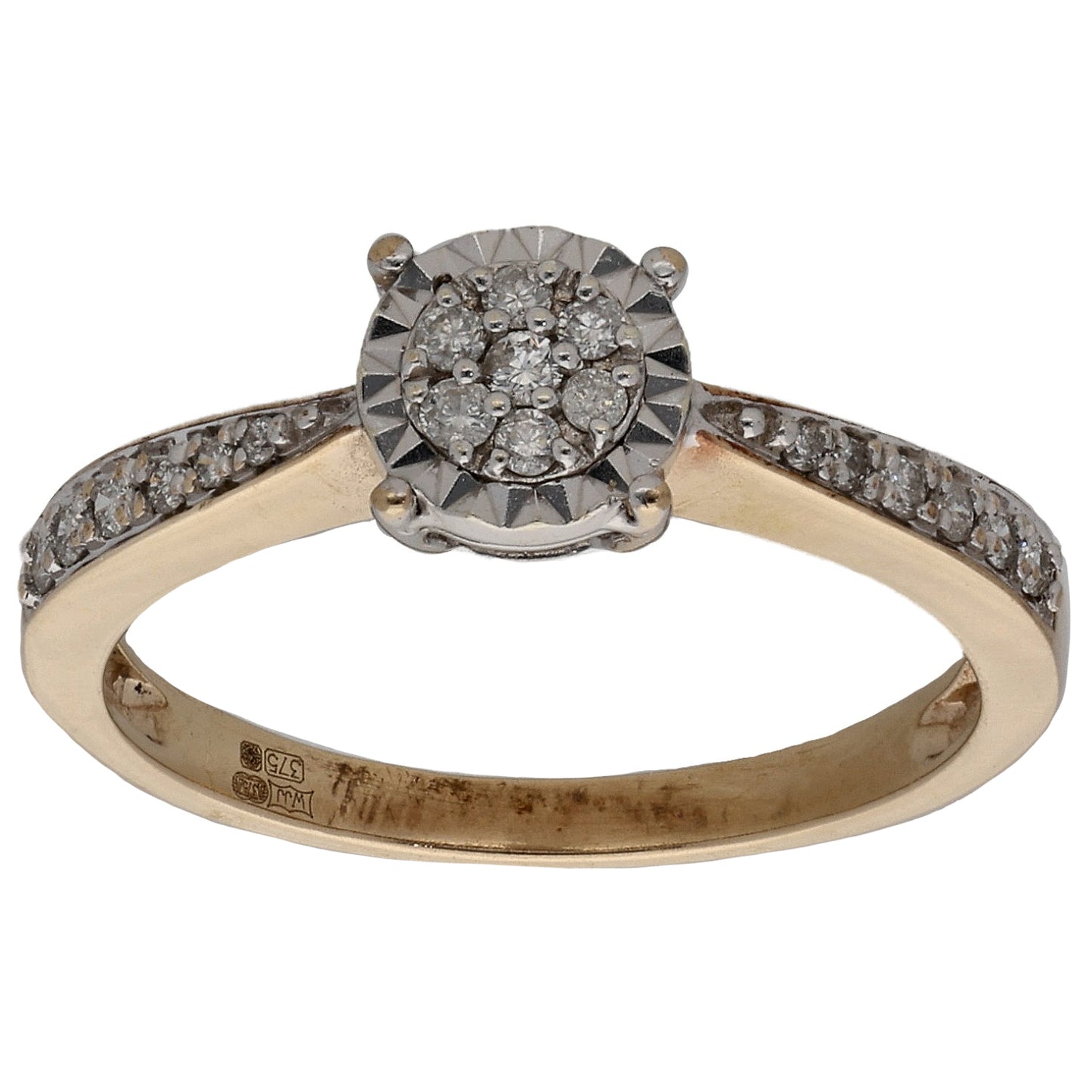 9ct Gold 0.15ct Diamond Cluster Ring Size K