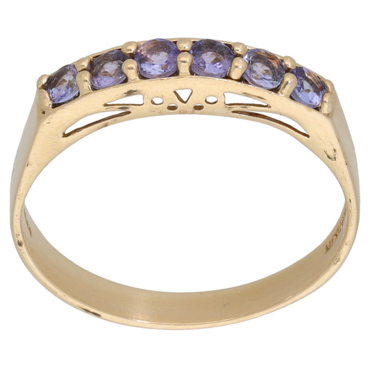 9ct Gold Tanzanite Half Eternity Ring Size O