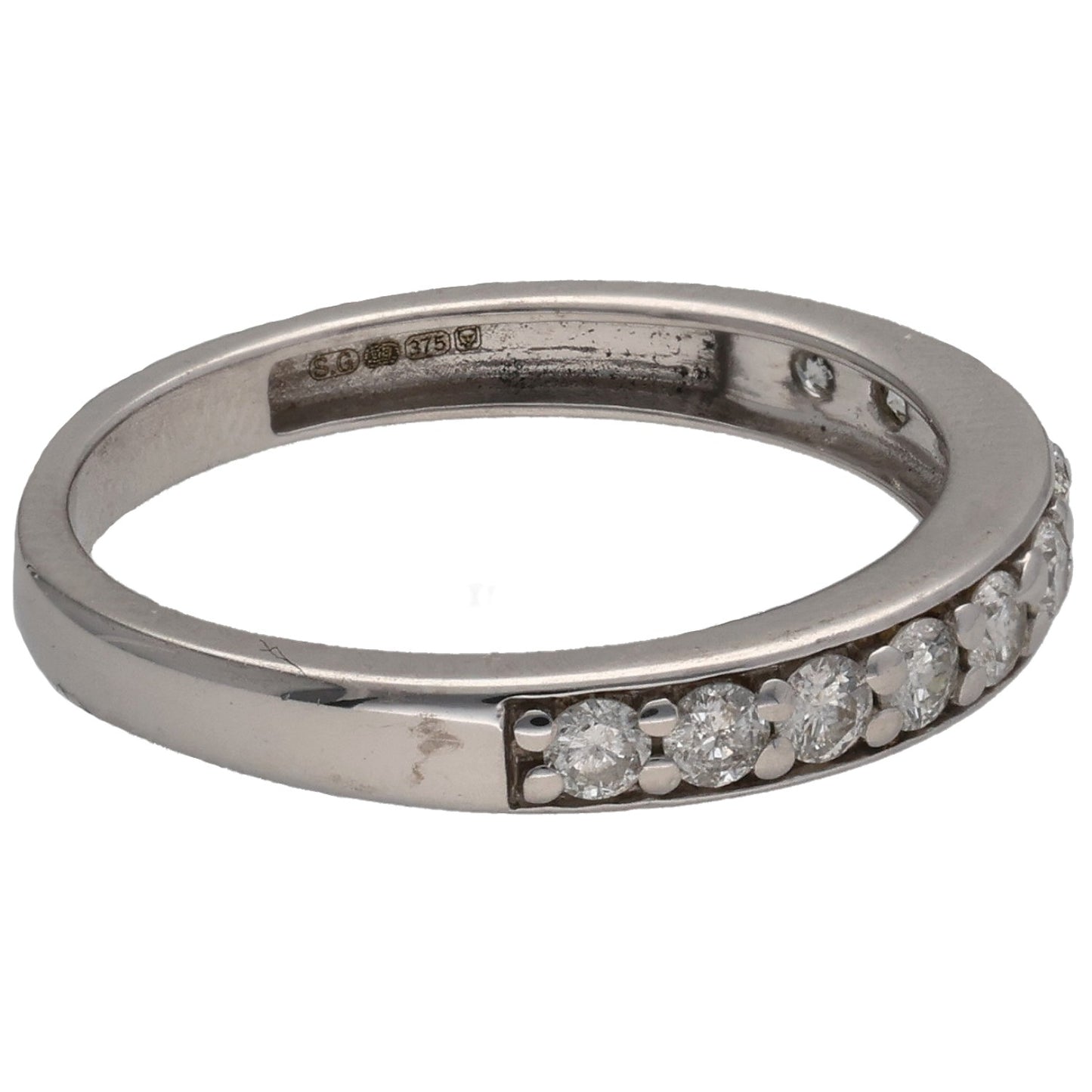 9ct White Gold 0.41ct Diamond Half Eternity Ring Size L