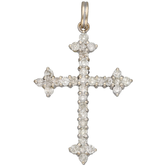 14ct White Gold 1.32ct Diamond Cross Pendant