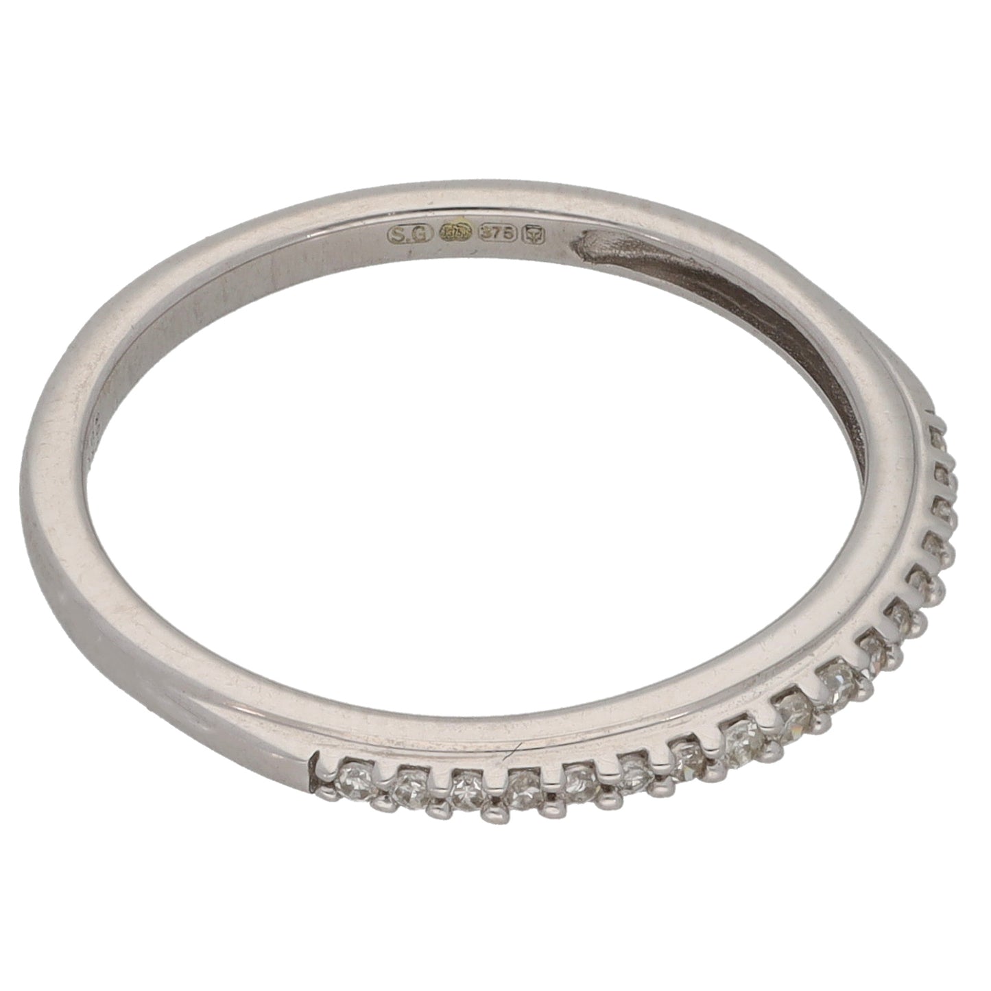 9ct White Gold 0.08ct Diamond Half Eternity Ring Size M