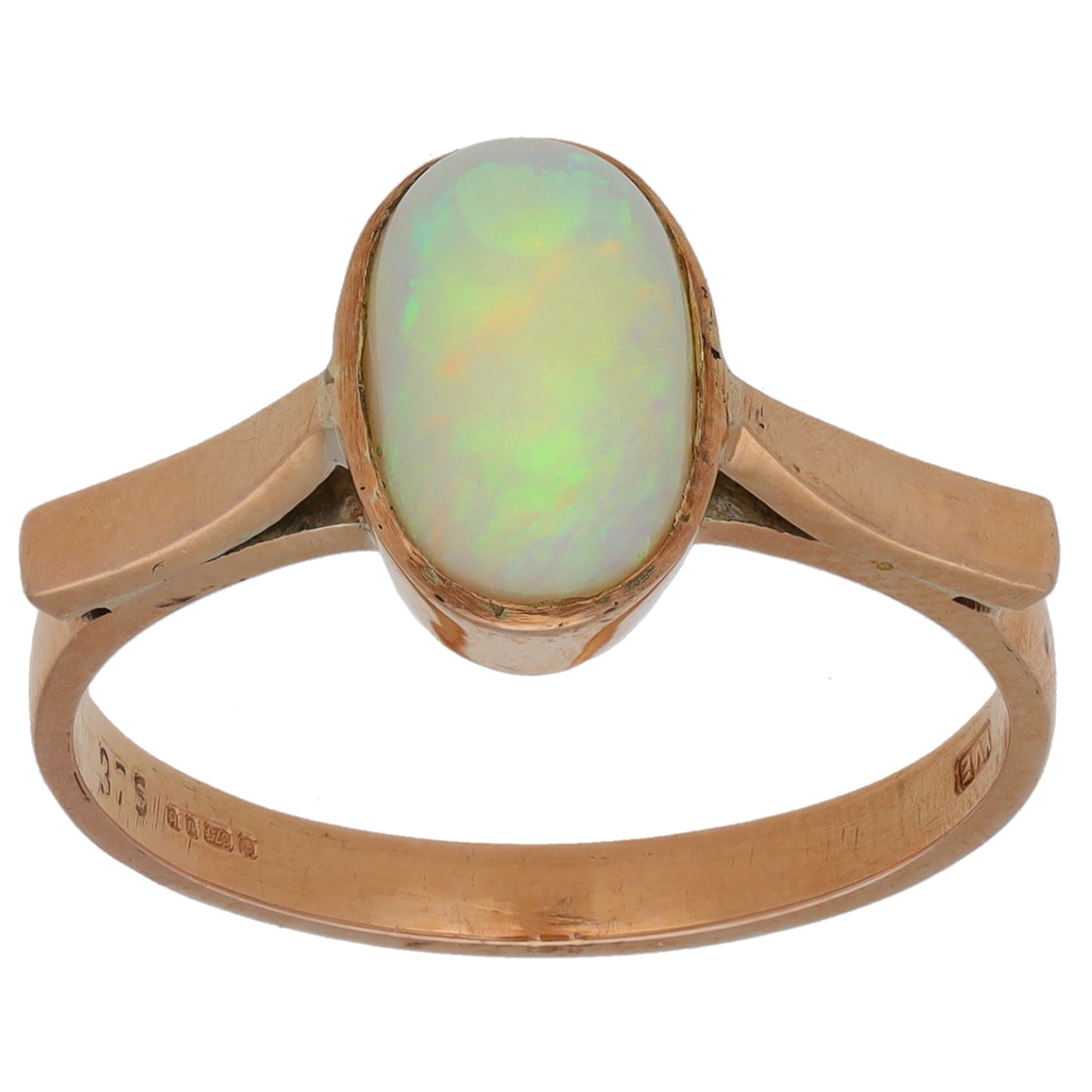 9ct Rose Gold Opal Single Stone Ring Size P