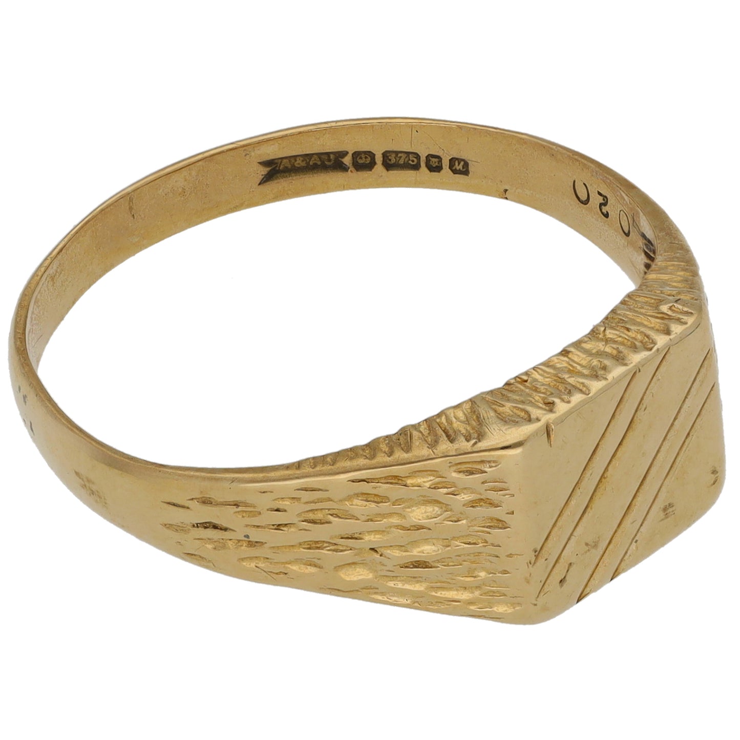 9ct Gold Patterned Signet Ring Size S