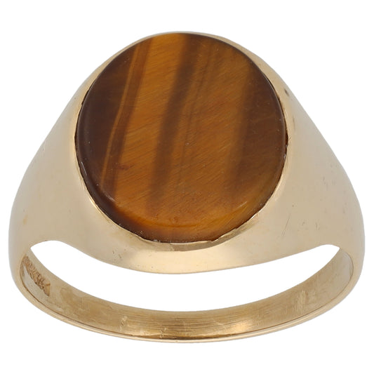 9ct Gold Tiger's Eye Signet Ring Size T