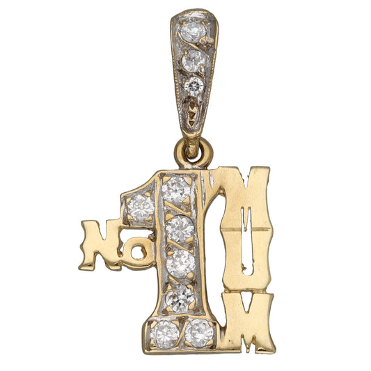 9ct Gold Cubic Zirconia Number 1 Mum/Mother Pendant