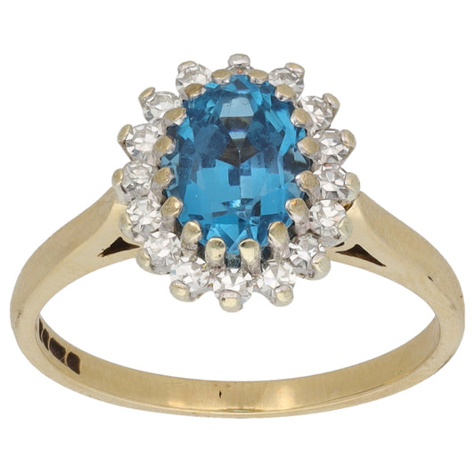9ct Gold Topaz & 0.16ct Diamond Dress/Cocktail Ring Size K