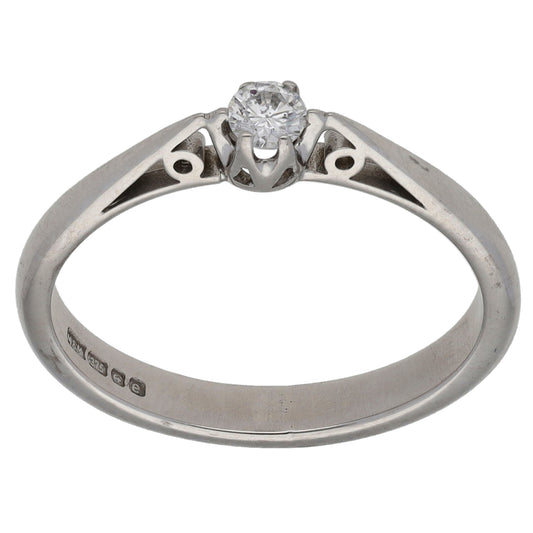 9ct White Gold 0.07ct Diamond Solitaire Ring Size K