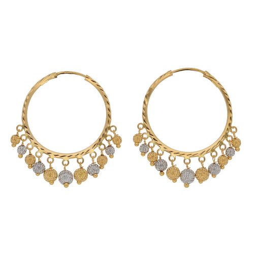 22ct Gold Beaded Hoop Earrings