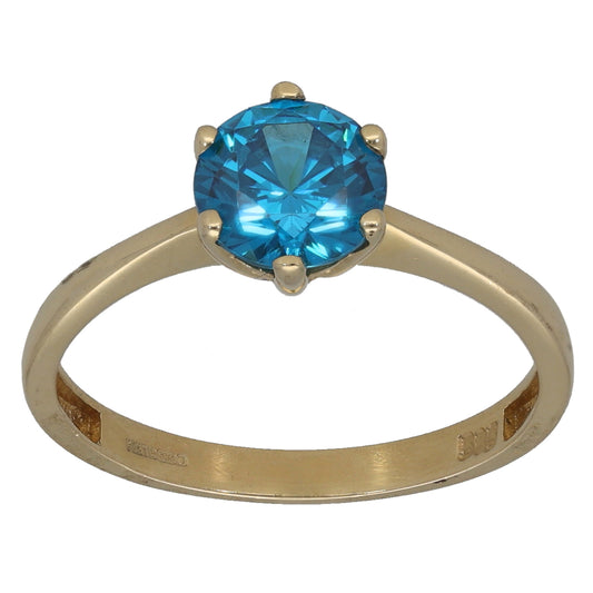 14ct Gold Imitation Gem Single Stone Ring Size O