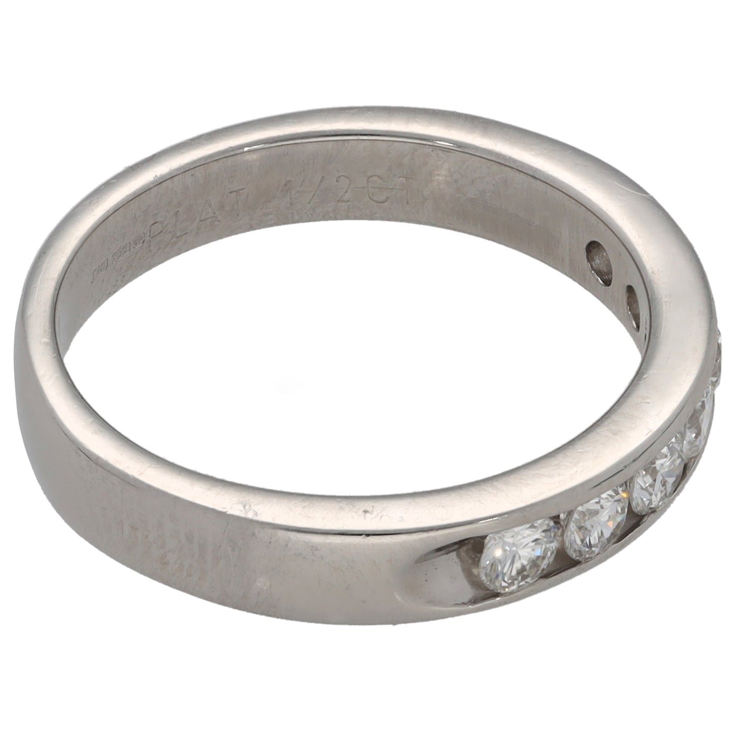 Platinum 0.50ct Diamond Half Eternity Ring Size N
