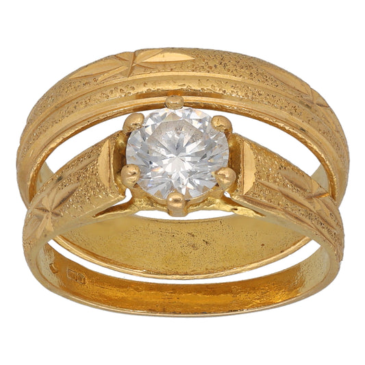22ct Gold Cubic Zirconia Ring Set Size Q
