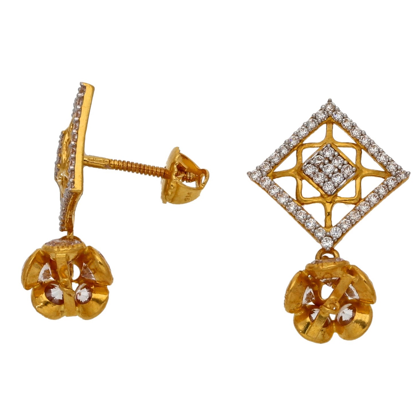 22ct Gold Cubic Zirconia Earrings & Necklace Set