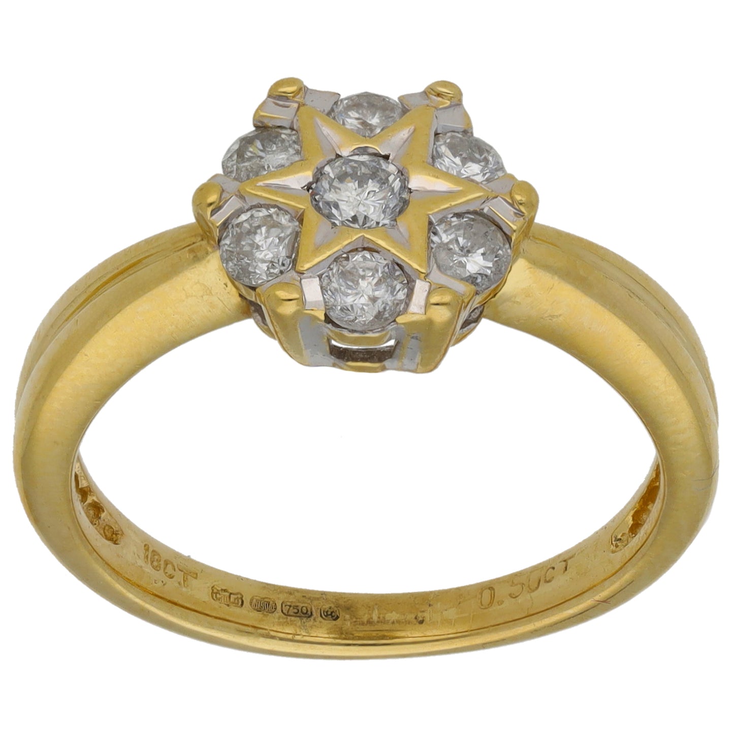 18ct Gold 0.50ct Diamond Cluster Ring Size M
