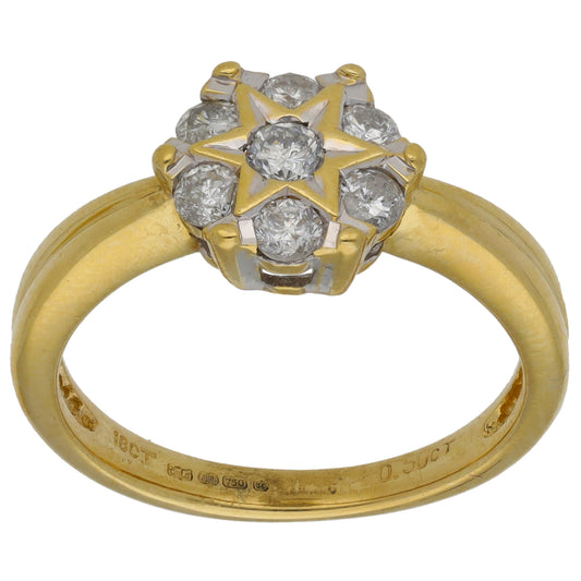 18ct Gold 0.50ct Diamond Cluster Ring Size M