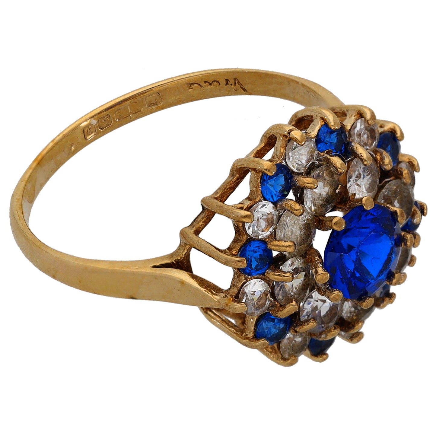 9ct Gold Imitation Gems Dress/Cocktail Ring Size O