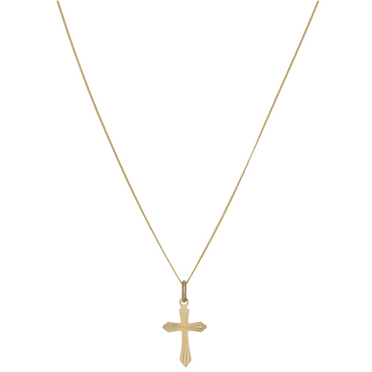 New 9ct Gold Cross Pendant with Chain 18"