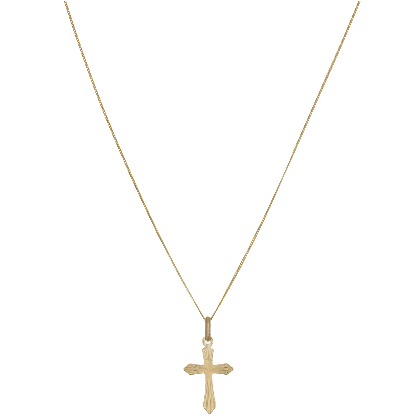 New 9ct Gold Cross Pendant with Chain 18"