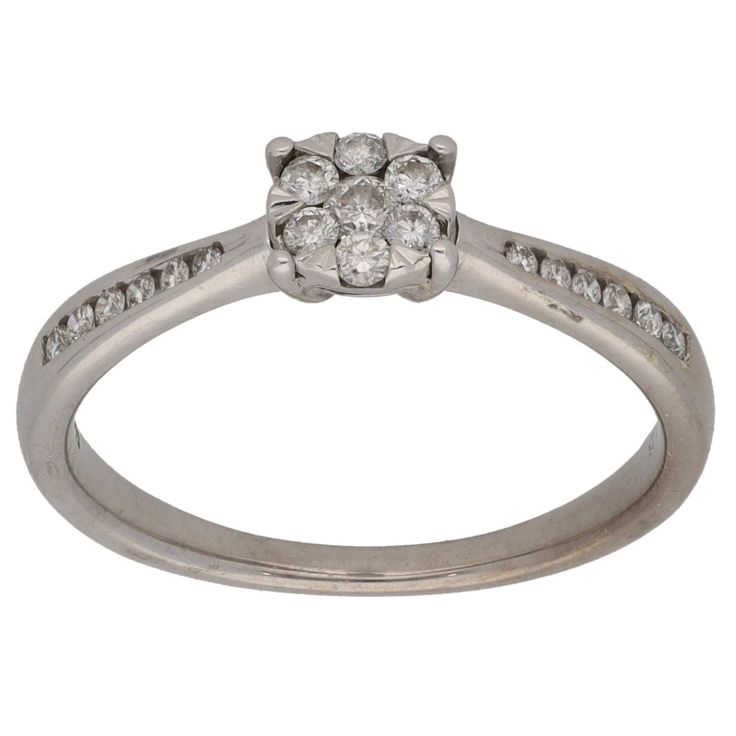 9ct White Gold 0.25ct Diamond Cluster Ring Size N