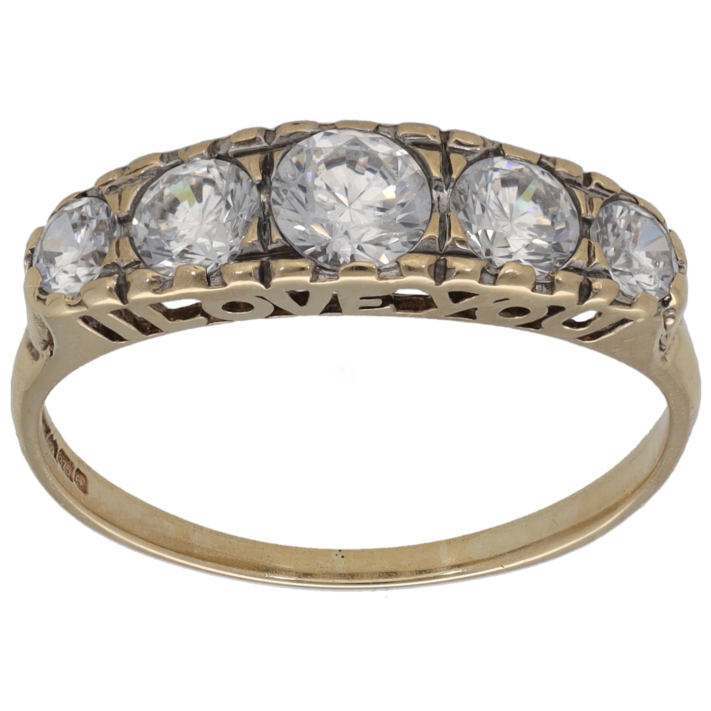 9ct Gold Cubic Zirconia Half Eternity Ring Size R