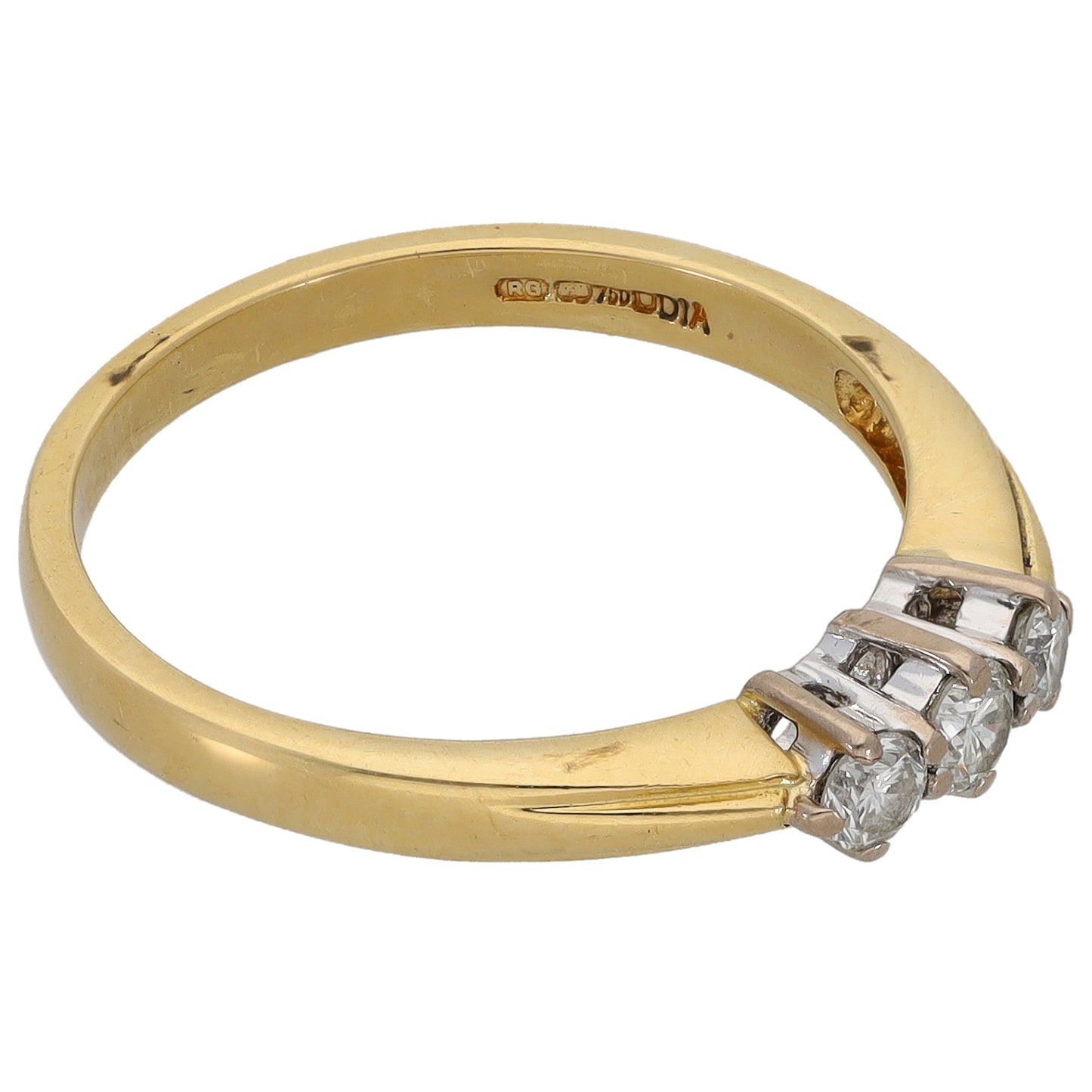 18ct Gold 0.25ct Diamond Trilogy Ring Size O