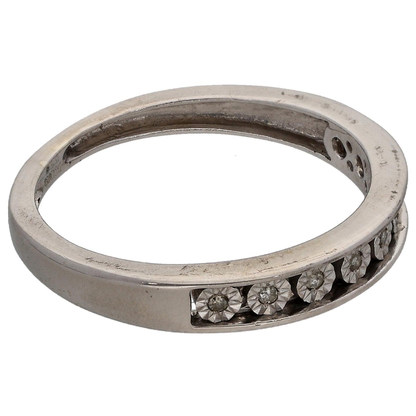 9ct White Gold 0.09ct Diamond Half Eternity Ring Size L
