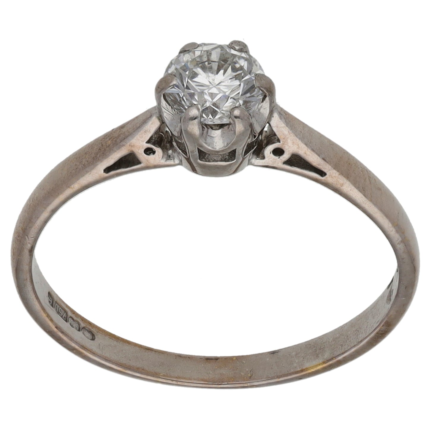 18ct White Gold 0.42ct Diamond Solitaire Ring Size O
