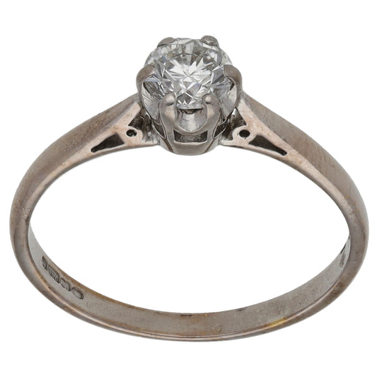 18ct White Gold 0.42ct Diamond Solitaire Ring Size O