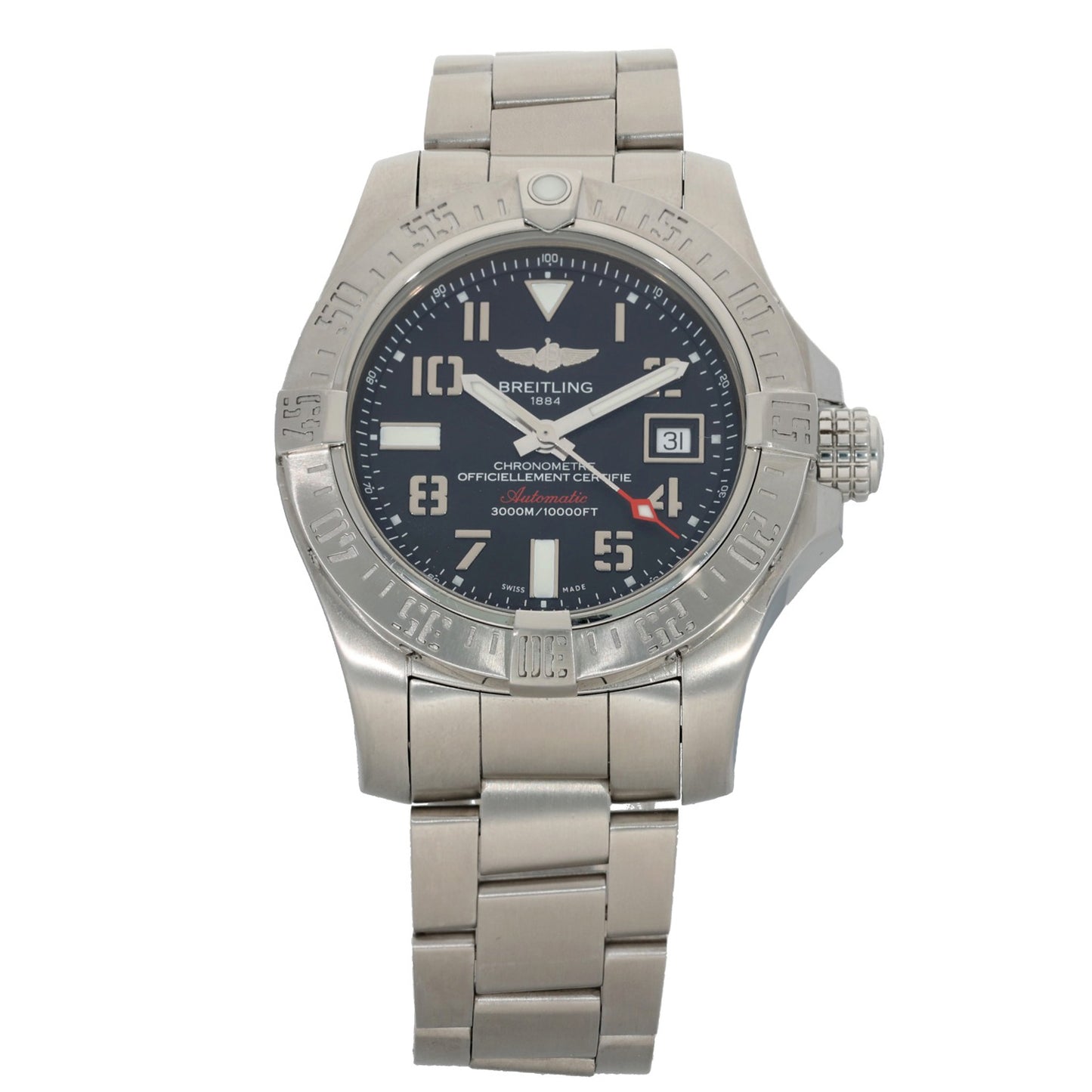 Breitling Avenger II Seawolf A17331, black dial, stainless steel, front image