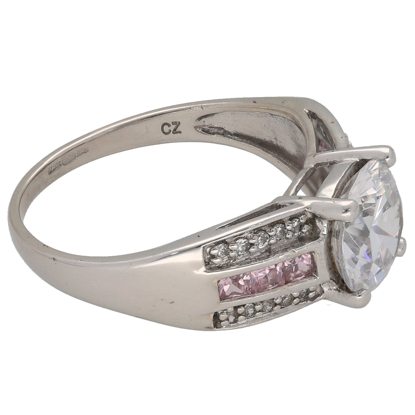 9ct White Gold Cubic Zirconia Dress/Cocktail Ring Size N