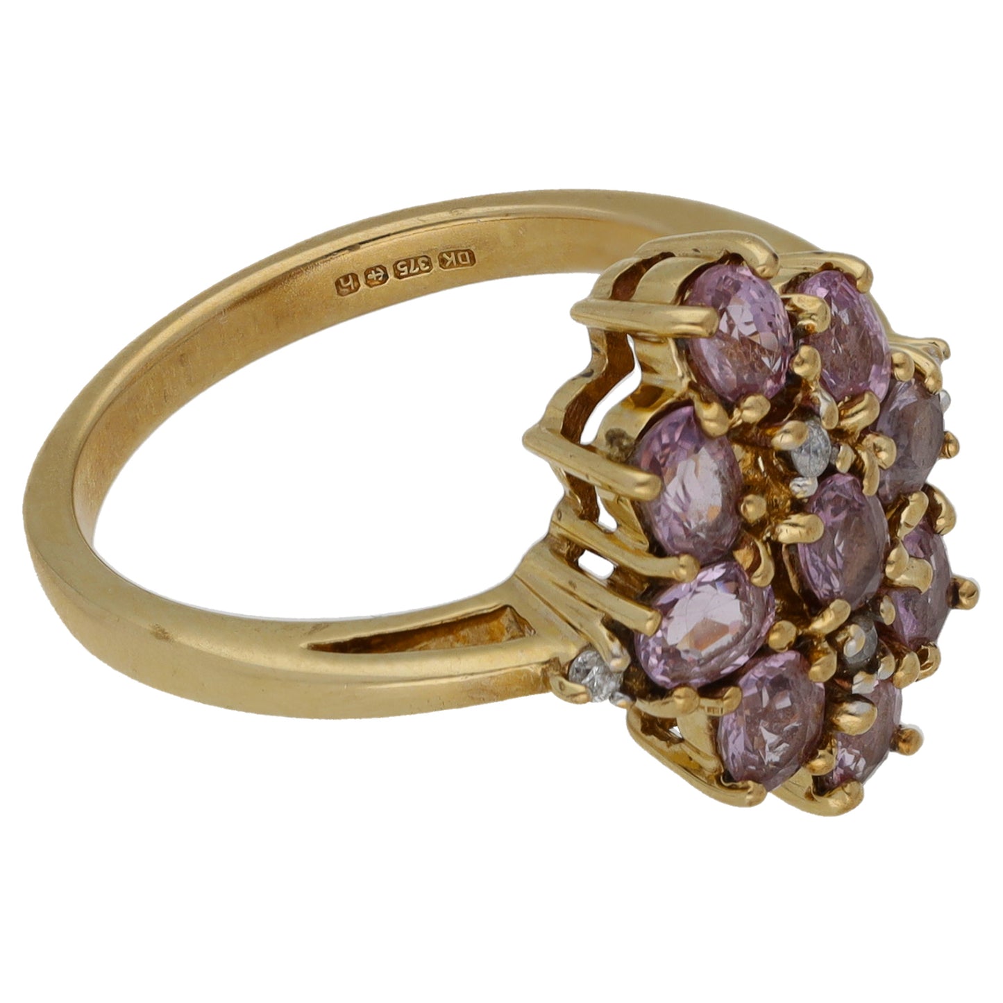 9ct Gold Sapphire & 0.04ct Diamond Dress/Cocktail Ring Size N