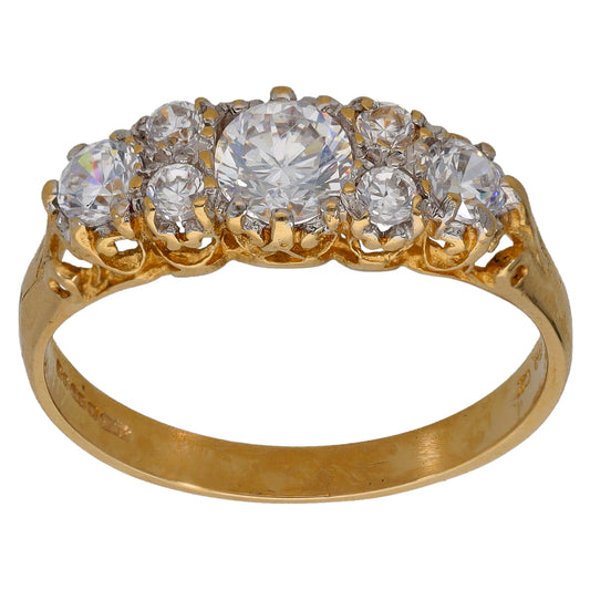 14ct Gold Cubic Zirconia Half Eternity Ring Size R