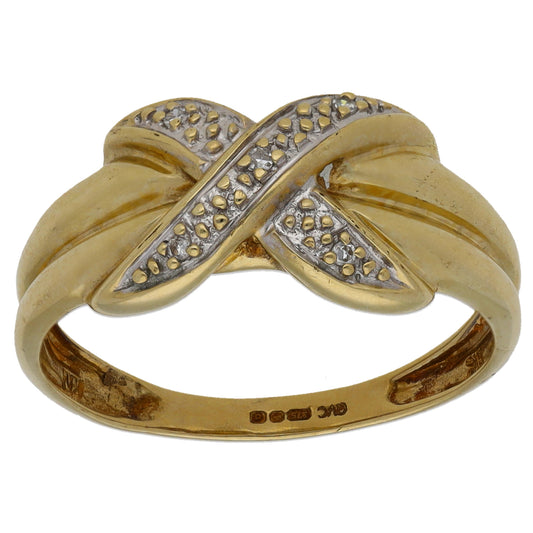 9ct Gold 0.025ct Diamond Dress/Cocktail Ring Size P