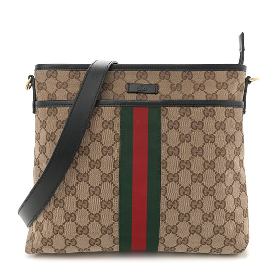 Gucci Sherry Line GG Canvas Bag - Beige & Brown