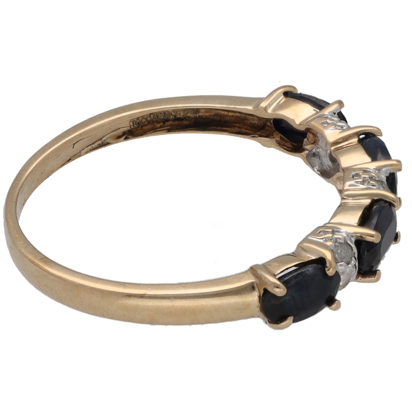9ct Gold Sapphire & 0.06ct Diamond Half Eternity Ring Size P