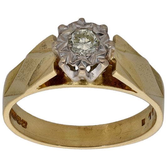 18ct Gold 0.15ct Diamond Solitaire Ring Size K
