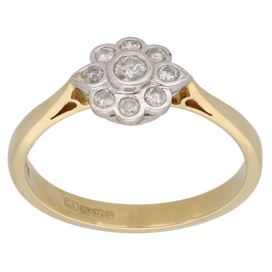 9ct Gold 0.25ct Diamond Cluster Ring Size P