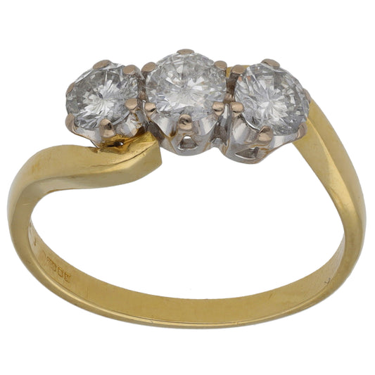 18ct Gold 0.68ct Diamond Trilogy Ring Size P