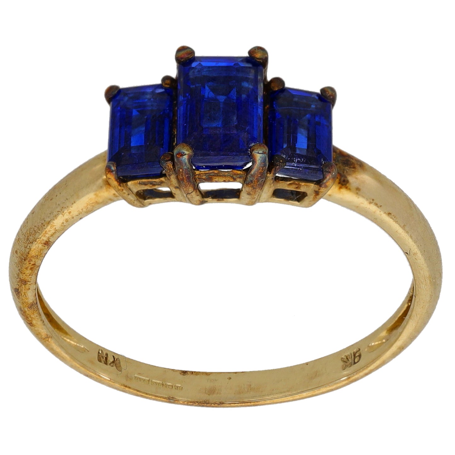 9ct Gold Kyanite Three Stone Ring Size P