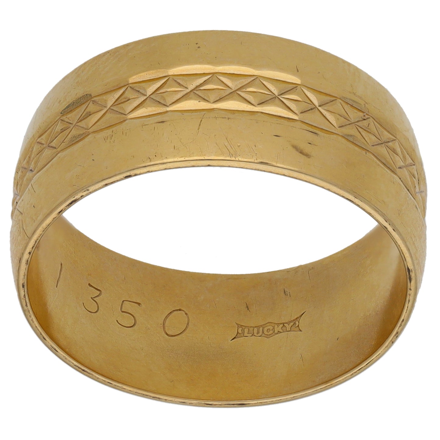 9ct Gold Patterned Wedding Ring Size S
