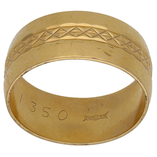 9ct Gold Patterned Wedding Ring Size S