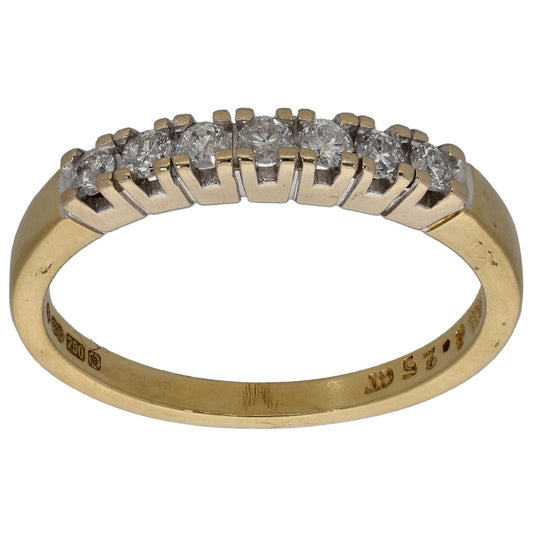 18ct Gold 0.25ct Diamond Half Eternity Ring Size N