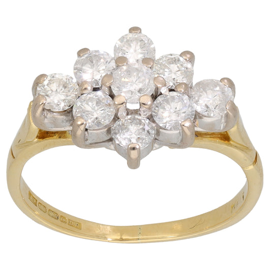 18ct Gold 1.08ct Diamond Dress/Cocktail Ring Size L